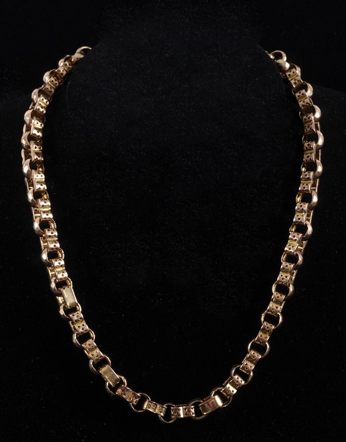 THREE GOLD LINK NECKLACES AND TWO 141661