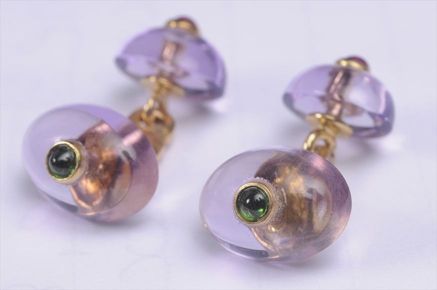 PAIR OF AMETHYST EMERALD RUBY AND