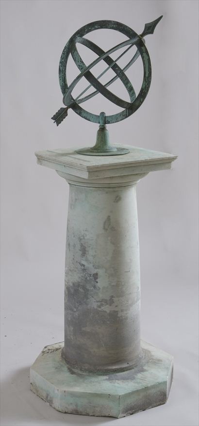 BRONZE ARMILLARY SPHERE ON MARBLE