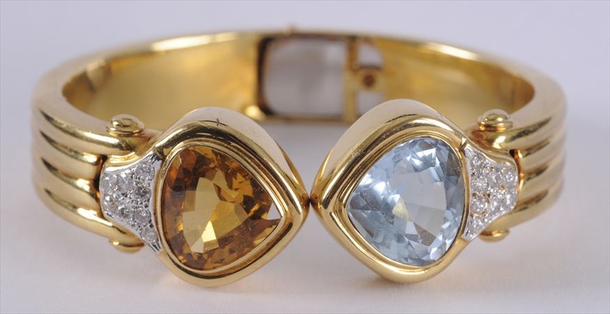 GOLD CITRINE AQUAMARINE AND DIAMOND 1416be