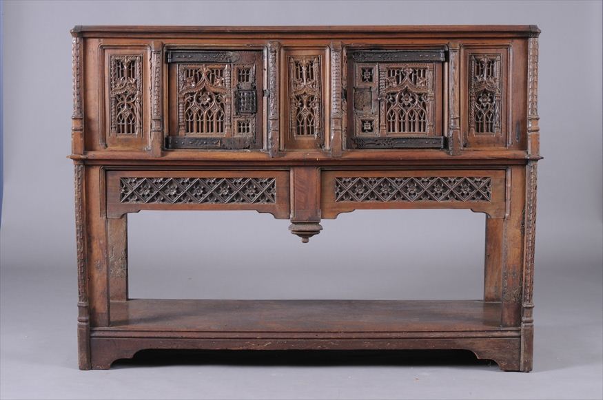 GOTHIC STYLE CARVED WALNUT SIDE