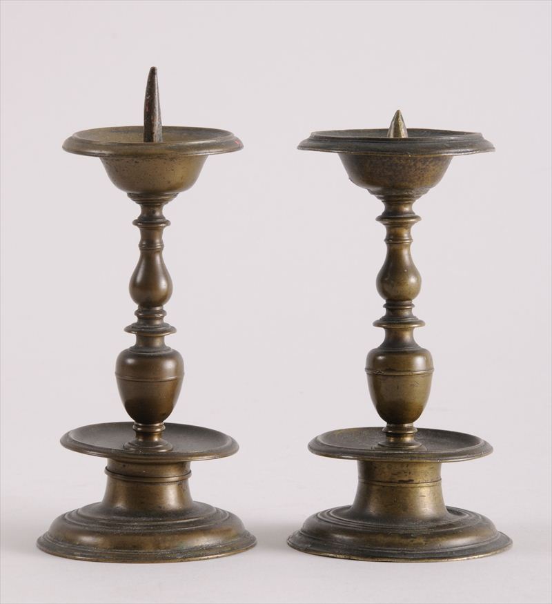 PAIR OF ITALIAN BAROQUE BRASS SHORT