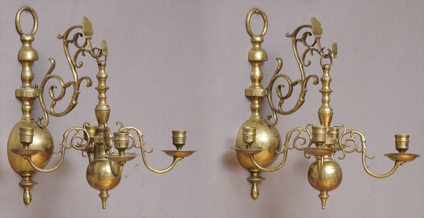 PAIR OF DUTCH BAROQUE STYLE BRASS 14172d