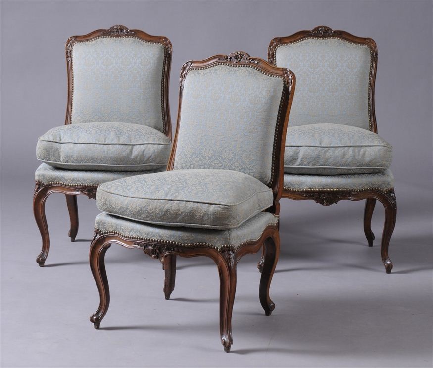 SET OF THREE LOUIS XV CARVED BEECHWOOD 1417aa