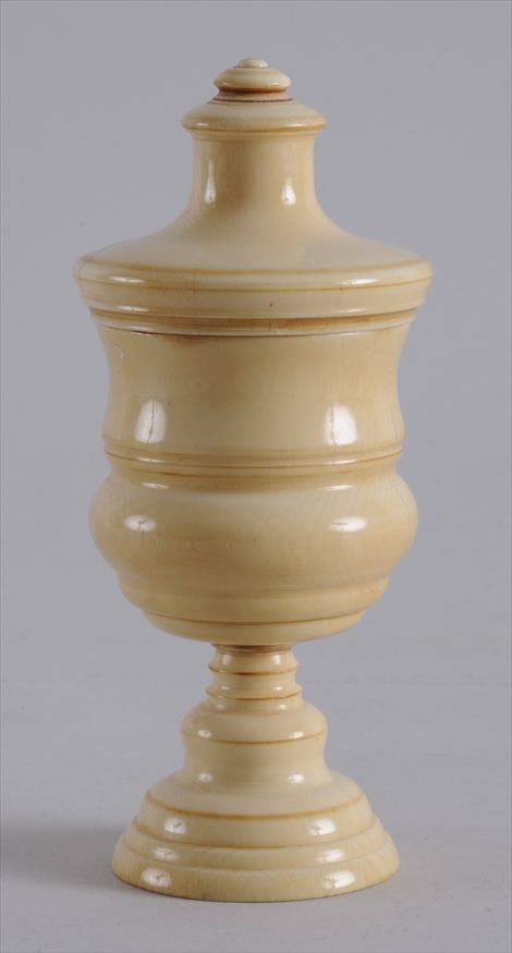 RUSSIAN TURNED IVORY GOBLET AND