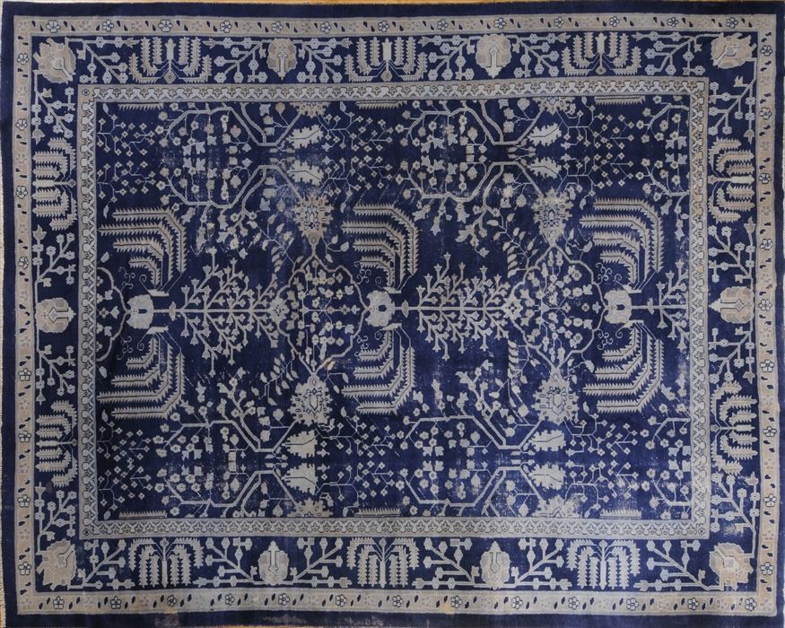 CHINESE WOOLWORK COBALT BLUE GROUND 141849