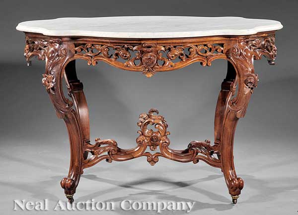 An American Rococo Carved Rosewood Center