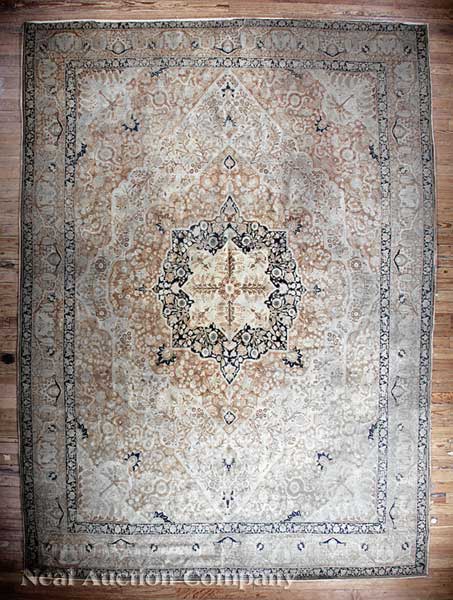 An Antique Tabriz Carpet cream 141a01