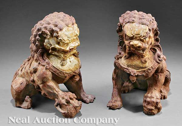 A Pair of Chinese Polychrome Painted