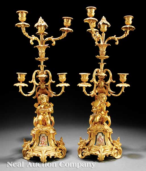 A Pair of Louis XV-Style Sèvres-Mounted