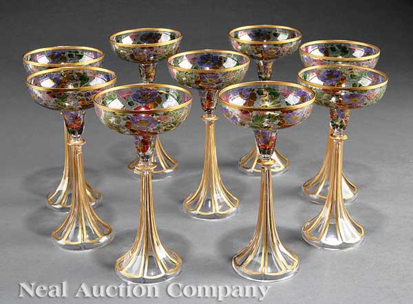 A Set of Nine Continental Enameled 141ae0