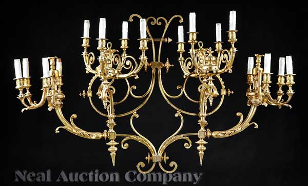 An Antique Gilt Bronze Sixteen-Light