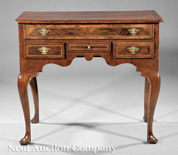 A George II Inlaid Figured Walnut