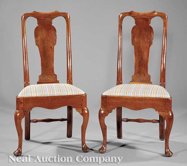 A Pair of Queen Anne Carved Walnut