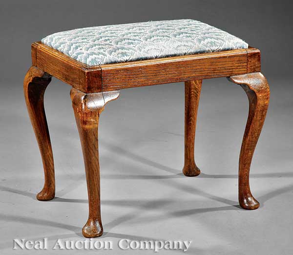 A Queen Anne Carved Oak Stool 18th