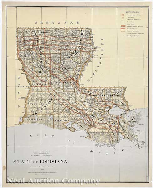  Antique Map of Louisiana State 141bd0