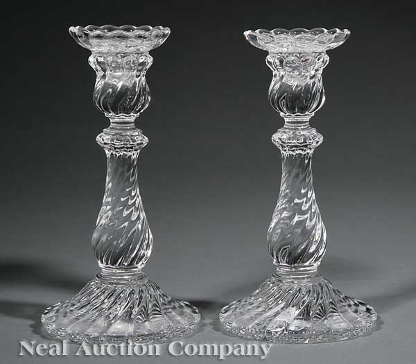 A Pair of Baccarat Glass Candlesticks 141c47