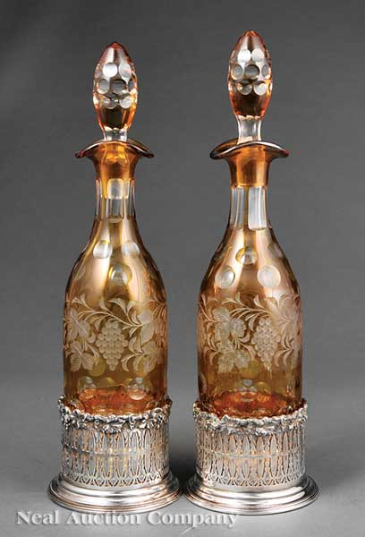 A Fine Pair of Bohemian Amber Cut to Clear 141c48