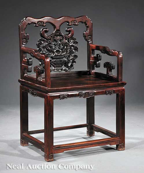 A Chinese Carved Hardwood Armchair 141d4b