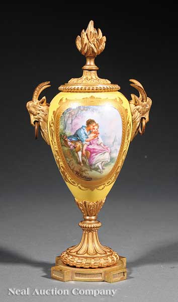 A Sevres Yellow Ground Polychrome