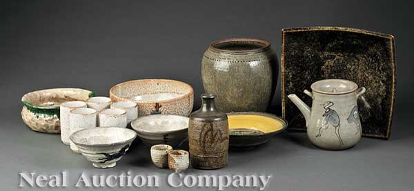 A Group of Japanese Art Pottery Table