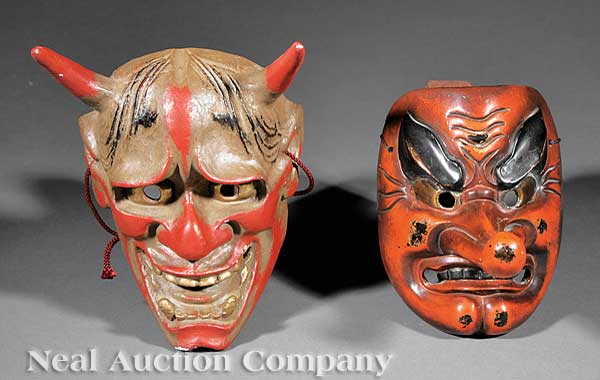 Two Japanese Noh Masks 20th c. the first