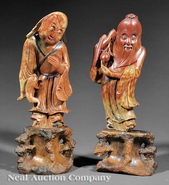 Two Chinese Carved Soapstone Figures 141d97