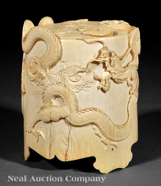 A Fine Japanese Carved Ivory Covered