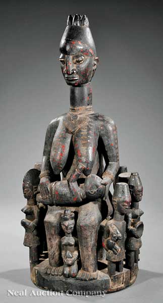 A Yoruba Carved and Painted Wood