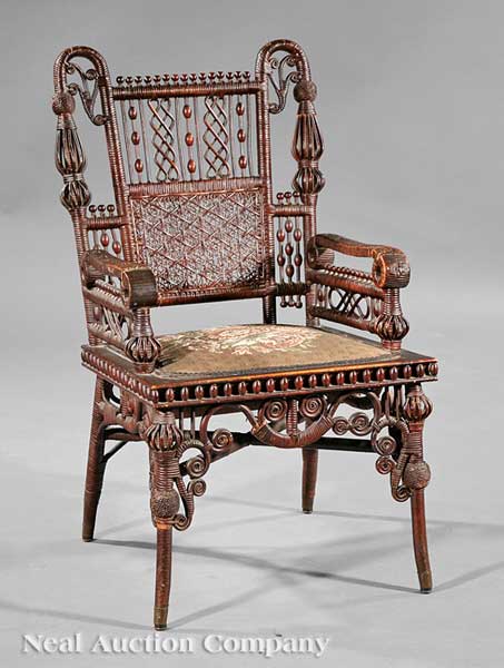 An Antique American Wicker Armchair 141e21