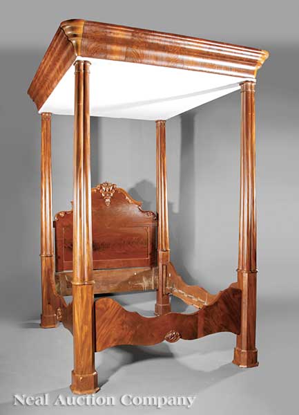 An American Rococo Carved Mahogany Full