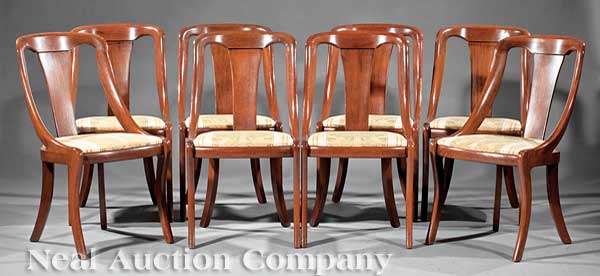 A Set of Eight American Mahogany Gondola