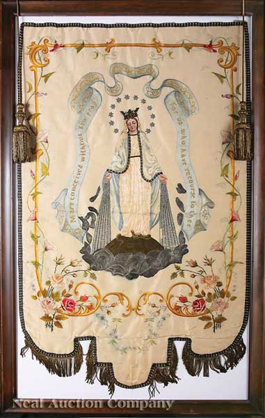 A Finely Embroidered Processional Banner