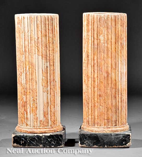 A Pair of Antique Faux Marbre Columns 141ee0