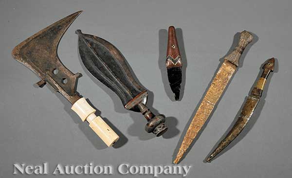 A Group of Five African Knives one ivory
