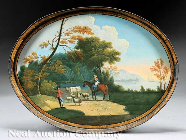 A Georgian Tôle Peinte Oval Tray late