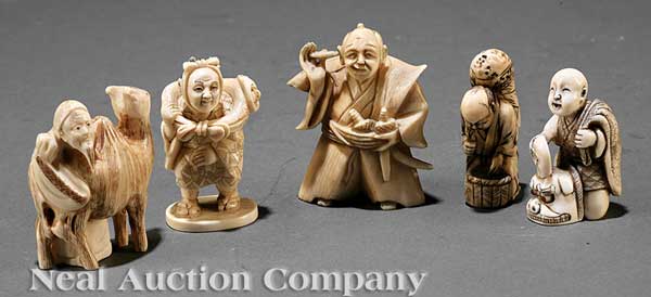 A Group of Five Japanese Ivory