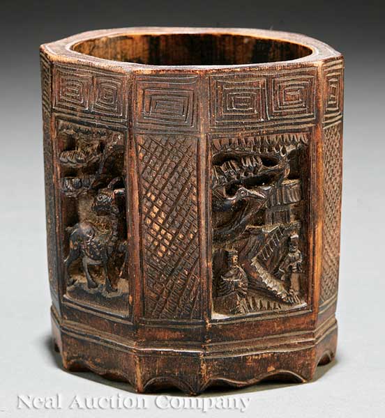A Chinese Bamboo Brush Pot 19th 1420fd