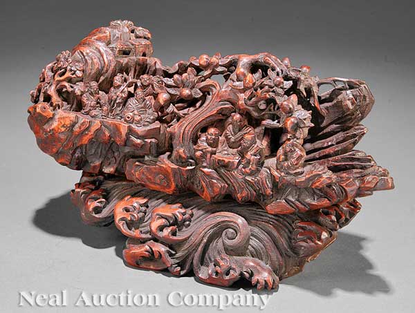 A Chinese Carved and Stained Bamboo 1420fe