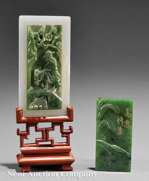 Two Chinese Spinach Green Jade 142132