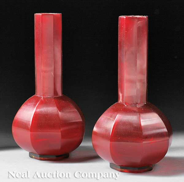 A Pair of Chinese Red Beijing Glass 14213c