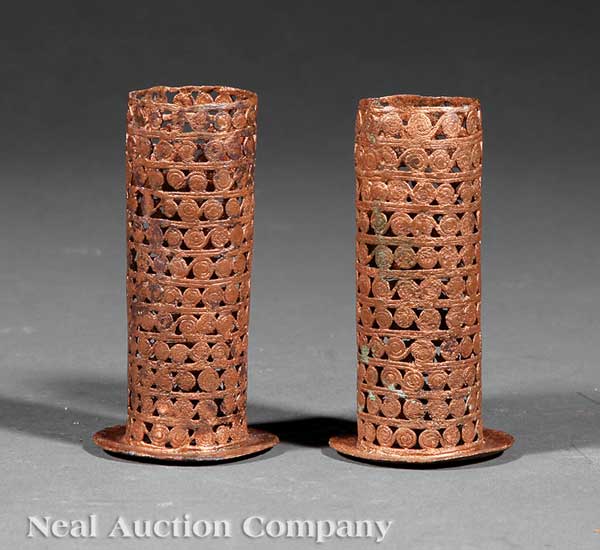 Two Pre-Columbian Copper Ear Ornaments