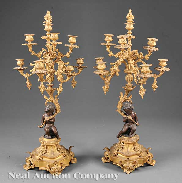 A Pair of Louis XVI-Style Gilt and Patinated