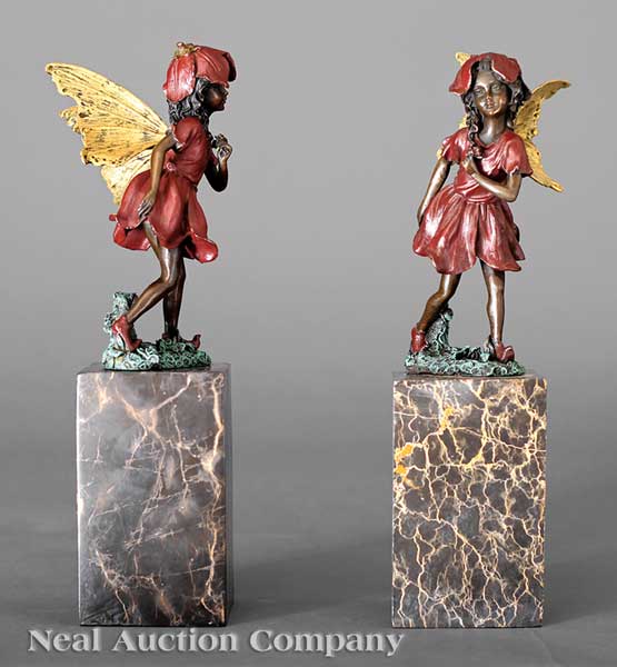 A Pair of Cold Painted Bronze Figures