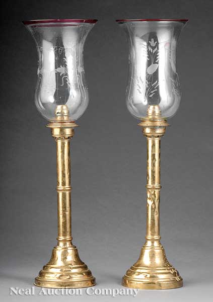 A Pair of Continental Brass Push Up 1421e2