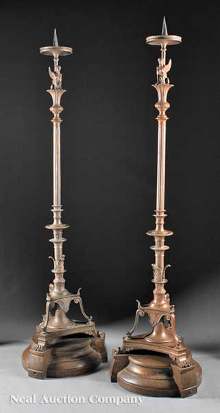 A Pair of French Patinated Bronze