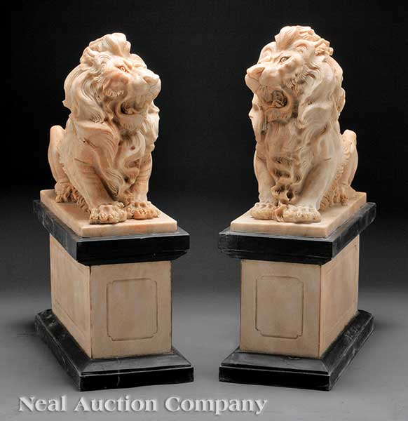 A Pair of Finely Carved Marble