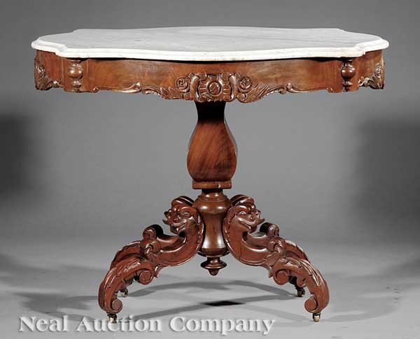 An American Rococo Carved Mahogany 14229c