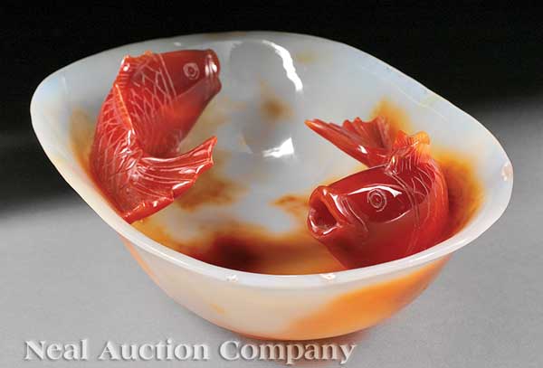 A Chinese Agate Bowl oblong form