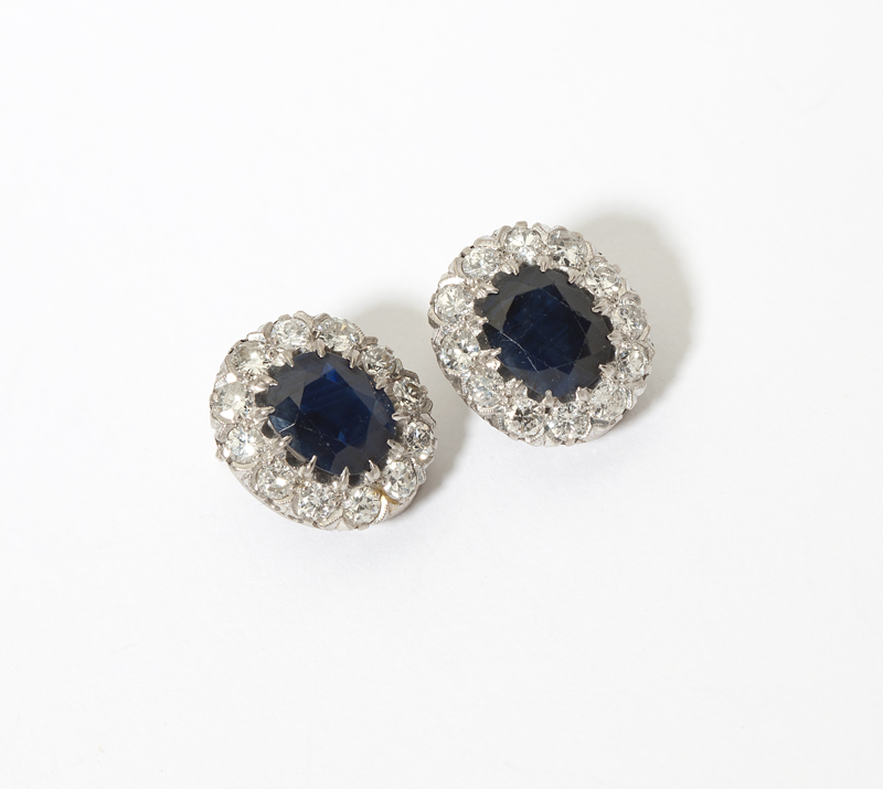 A pair of sapphire diamond and